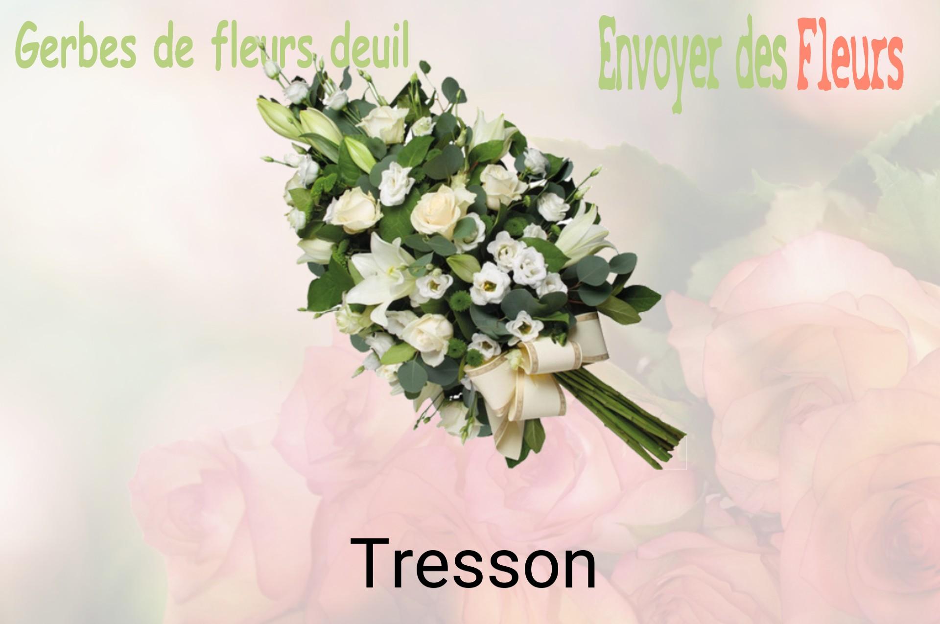 Gerbe de fleurs de deuil livrée à Tresson